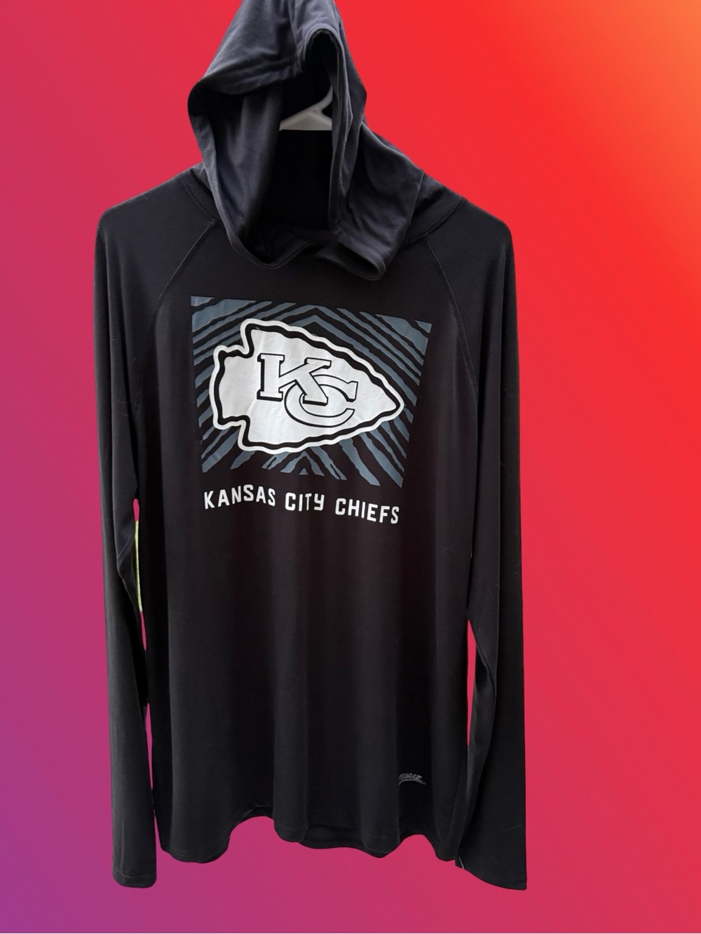NEW NFL Team Apparel - ZUBAZ - Kansas City Chiefs Hooded Long-Sleeve Shirt - Lrg